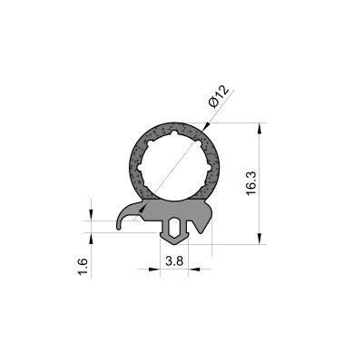 Caravan Door Seal with Sponge Rubber Bulb Caravan Door Seal with Sponge Rubber Bulb
