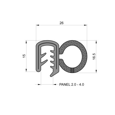 Self-Gripping Rubber Edge Trim With 16.5mm Side Seal (To Fit 2mm to 4mm Panel) Self-Gripping Rubber Edge Trim With 16.5mm Side Seal (To Fit 2mm to 4mm Panel)