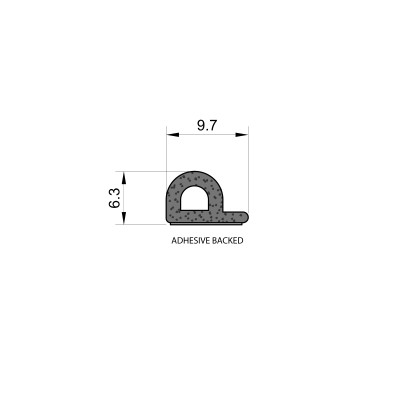 Self-Adhesive Sponge Rubber P Seal (9.7mm x 6.3mm) Self-Adhesive Sponge Rubber P Seal (9.7mm x 6.3mm)