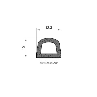 Self-Adhesive D Shaped Sponge Rubber Seal (12.3mm x 10mm) Self-Adhesive D Shaped Sponge Rubber Seal (12.3mm x 10mm)