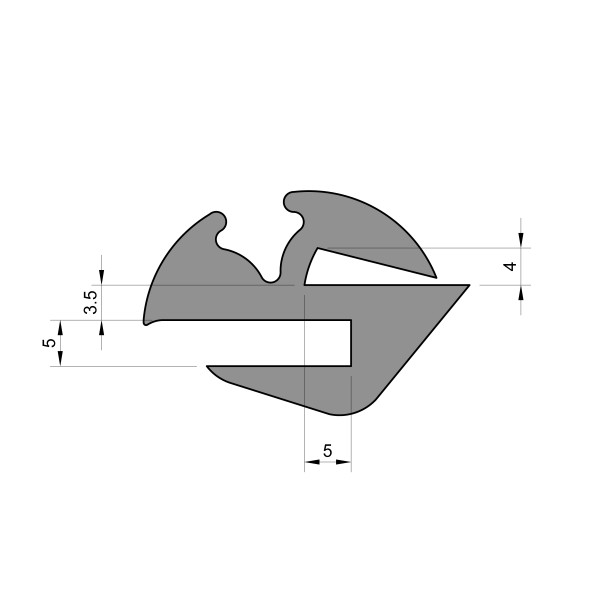 Fixed Claytonrite S Shaped Window Seal (5mm x 4mm)