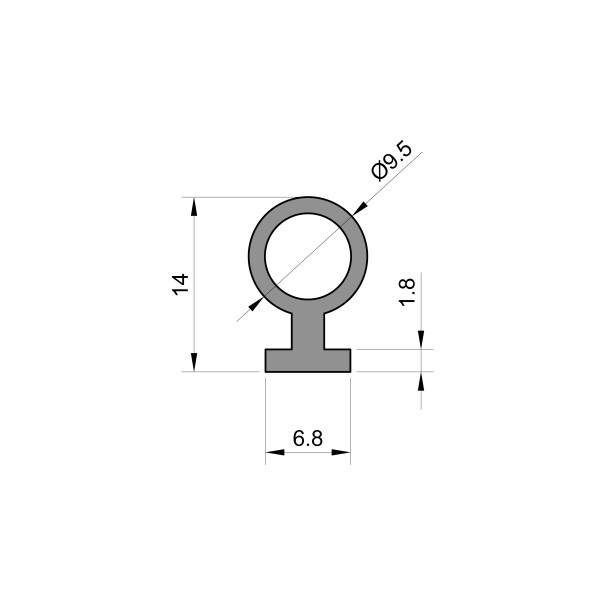Caravan Door Seal with T Foot and Solid Rubber Bulb