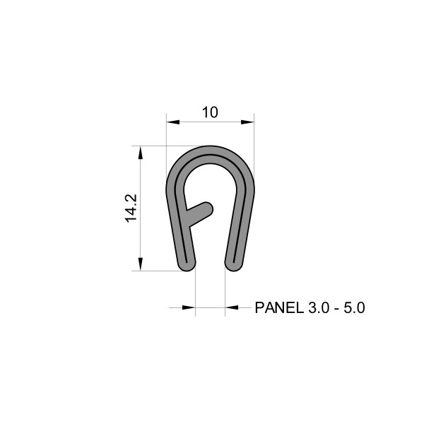 Black Self-Gripping Rubber Edge Trim (To Fit 3mm to 5mm Thick Panel)