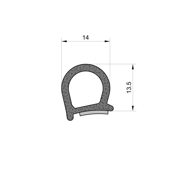 Self-Adhesive D Shaped Sponge Rubber Seal (13.7mm x 14.5mm)