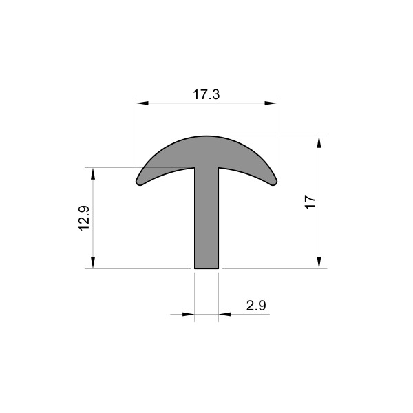T Shaped Rubber Seal (17.3mm x 17mm x 3mm Thick)