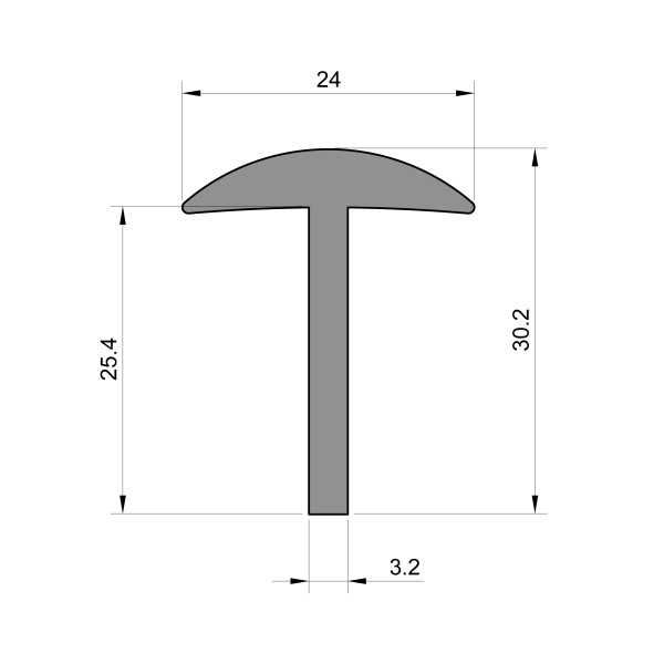 T Shaped Rubber Seal (24mm x 25.4mm x 3.2mm Thick)