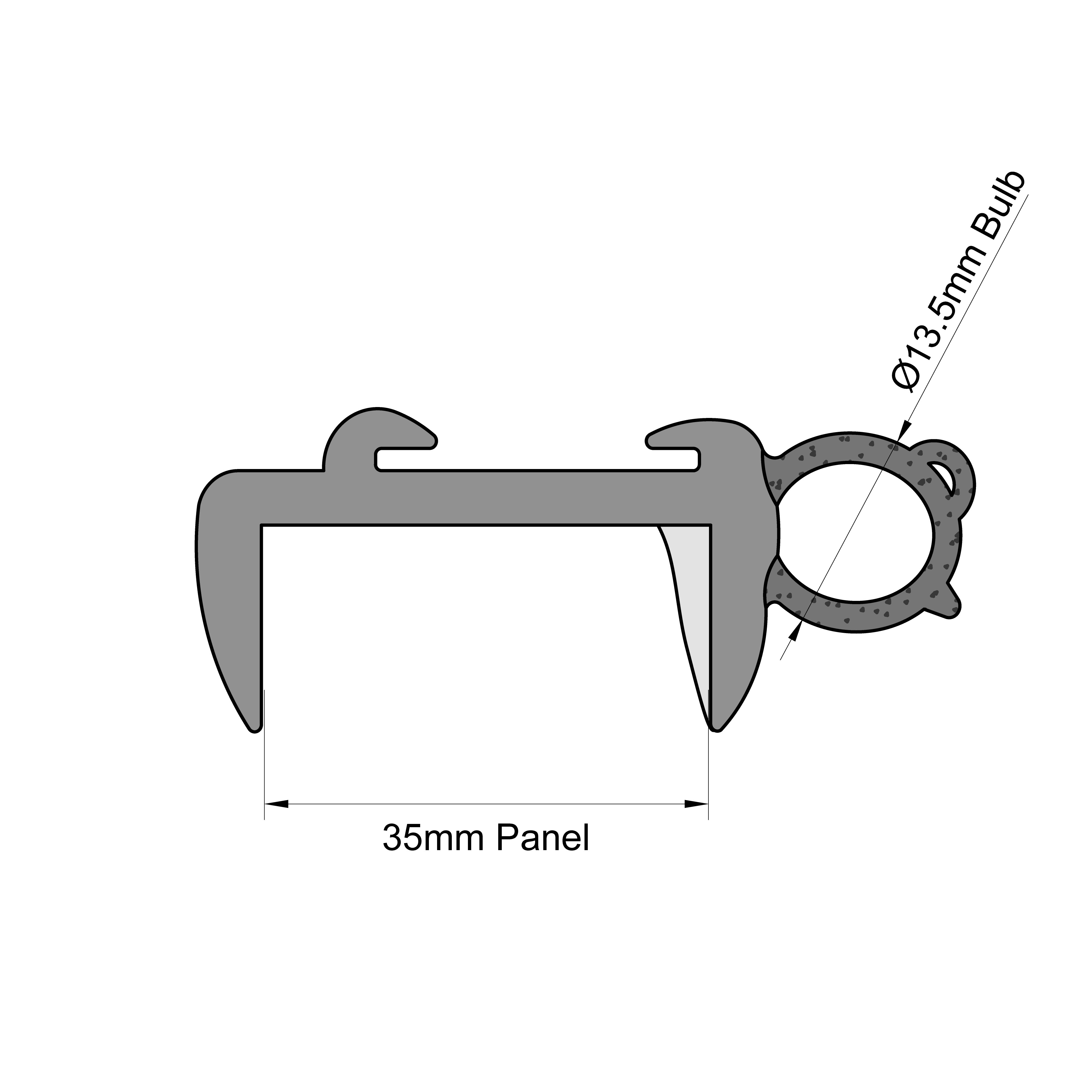 Caravan Motorhome Window Seal CS4091B – 35mm Panel X 13.5mm Bulb – Seals Direct