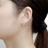Earrings - S925 Sterling Silver Post 18K White Gold Plated Thin Plain Hoop Earring, Hypoallergenic Minimalist Huggie Earring for Sensitive Ears (10mm)