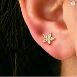 Earrings - 925 Sterling Silver Gold Flower Stud Earrings – 14K Gold-Plated CZ Six-Petal Hypoallergenic Studs for Women (7mm) Earrings - 925 Sterling Silver Gold Flower Stud Earrings – 14K Gold-Plated CZ Six-Petal Hypoallergenic Studs for Women (7mm)