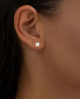 Earrings - 18K Gold Plated S925 Sterling Silver Post Big Brilliant Simulated Diamond CZ Princess Cut Solitaire Stud Earring for Women (8mm) Earrings - 18K Gold Plated S925 Sterling Silver Post Big Brilliant Simulated Diamond CZ Princess Cut Solitaire Stud Earring for Women (8mm)