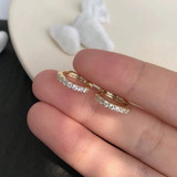 Earrings - 14K Gold Plated Pave Huggie Hoop Earring – Dainty Sparkle Lightweight Hypoallergenic Hoop for Women (8mm) Earrings - 14K Gold Plated Pave Huggie Hoop Earring – Dainty Sparkle Lightweight Hypoallergenic Hoop for Women (8mm)
