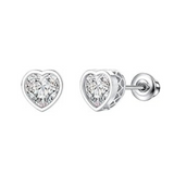 Earrings - S925 Sterling Silver Heart Bezel CZ Stud Earring – Dainty Sparkling Hypoallergenic Stud for Women (6mm)
