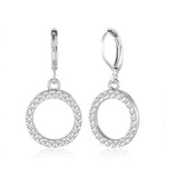 Earrings - 925 Sterling Silver Open Circle Cubic Zirconia Dangle Earring – Sparkling Hypoallergenic Earring for Women