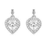 Earrings - 925 Sterling Silver Heart Halo Cubic Zirconia Dangle Earring – Leverback Sparkling Hypoallergenic Earring for Women Earrings - 925 Sterling Silver Heart Halo Cubic Zirconia Dangle Earring – Leverback Sparkling Hypoallergenic Earring for Women