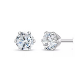 Earrings - 925 Sterling Silver Round Cubic Zirconia Stud Earring – Solitaire Sparkling Hypoallergenic Earring for Women