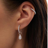 Earrings - Sterling Silver Teardrop Cubic Zirconia Dangle Earring – Huggie Sparkling Hypoallergenic Earring for Women