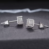 Earrings - Sterling Silver Round Pave Cubic Zirconia Stud Earring – Sparkling Hypoallergenic Earring for Women