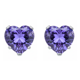 Earrings - Sterling Silver Alexandrite Cubic Zirconia Heart Cut Studs (5mm)