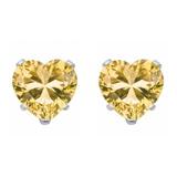 Earrings - Sterling Silver Champagne Cubic Zirconia Heart Cut Studs (5mm)