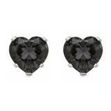 Earrings - Sterling Silver Black Cubic Zirconia Heart Cut Studs (5mm)