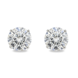 Earrings - Sterling Silver Rhodium Plated Clear Cubic Zirconia Round Studs (6mm)