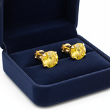 Earrings - Sterling Silver Gold Plated Citrine Cubic Zirconia Round Cut Studs (6mm)