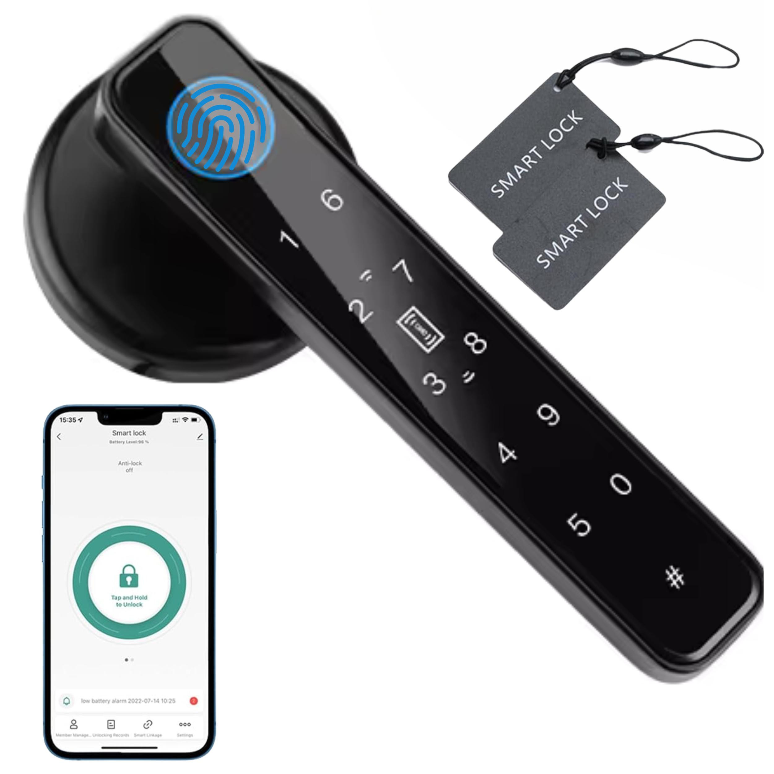 Fingerprint Door knob,  5-in-1 Smart Door Lock, Fingerprint, Passcode, Card, App, Key