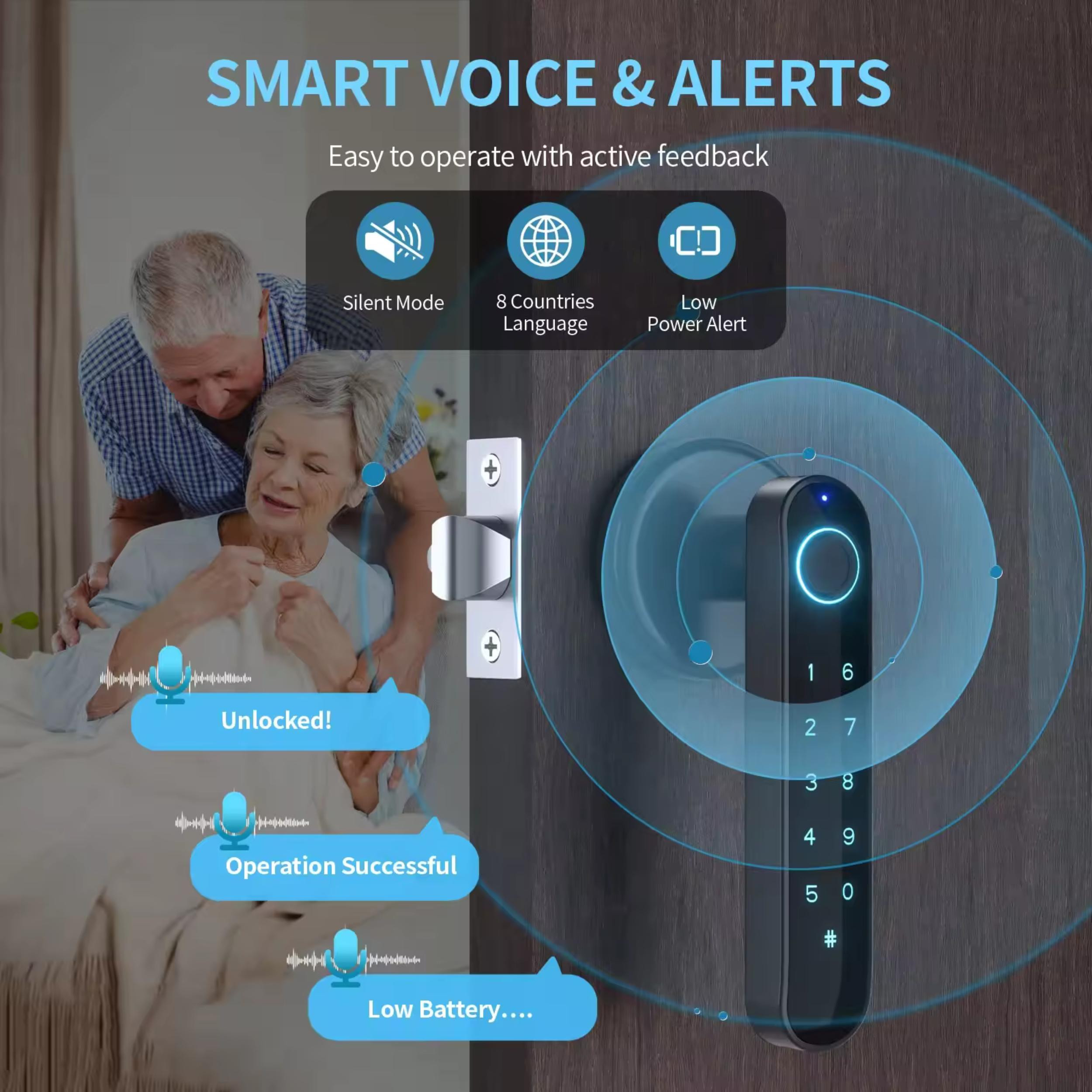 Fingerprint Door knob,  5-in-1 Smart Door Lock, Fingerprint, Passcode, Card, App, Key