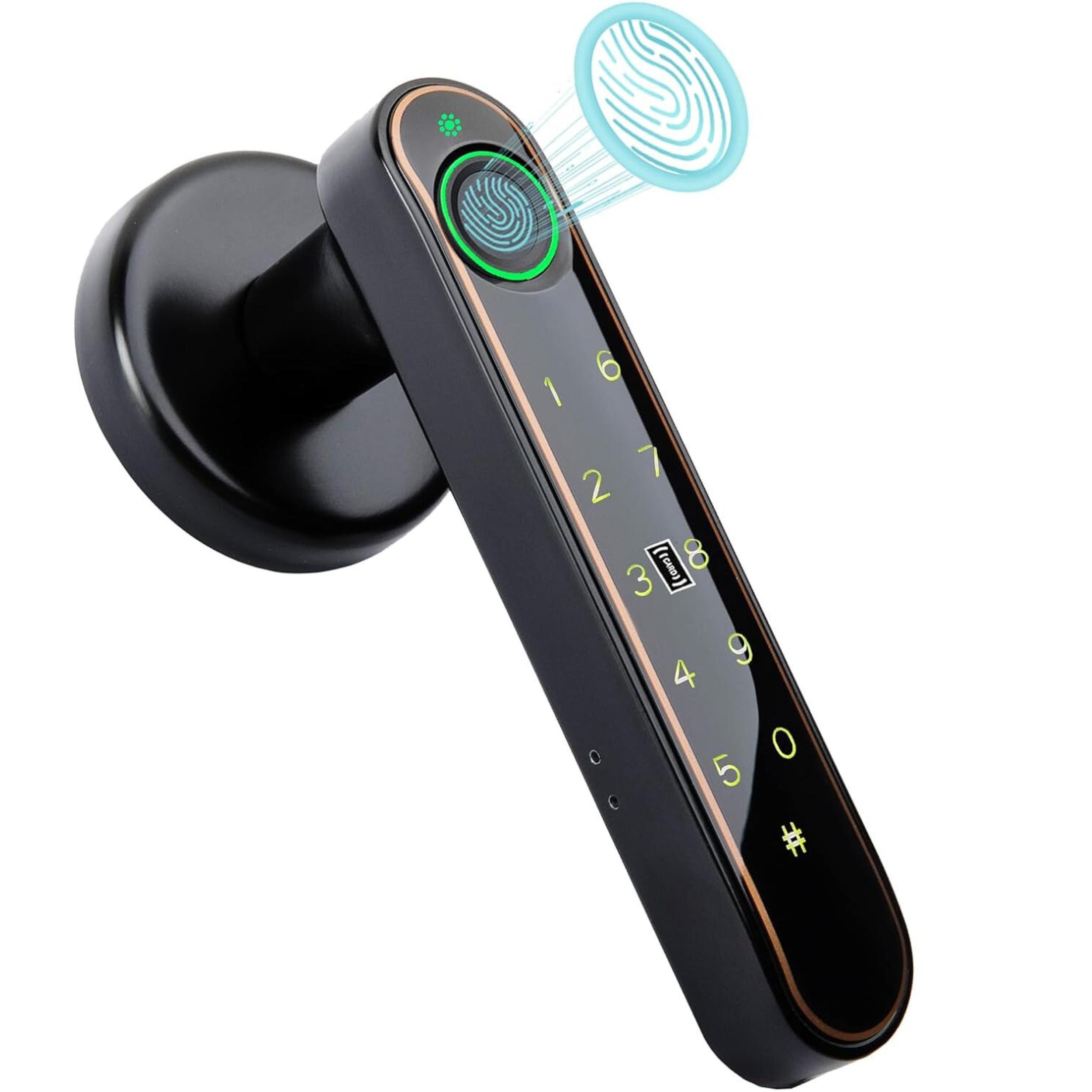 Smart Door knob, Biometric Door Lock for Home, 5-in-1 Unlock - Fingerprint, Bluetooth, Code, IC Card, Key Fingerprint Door Lock