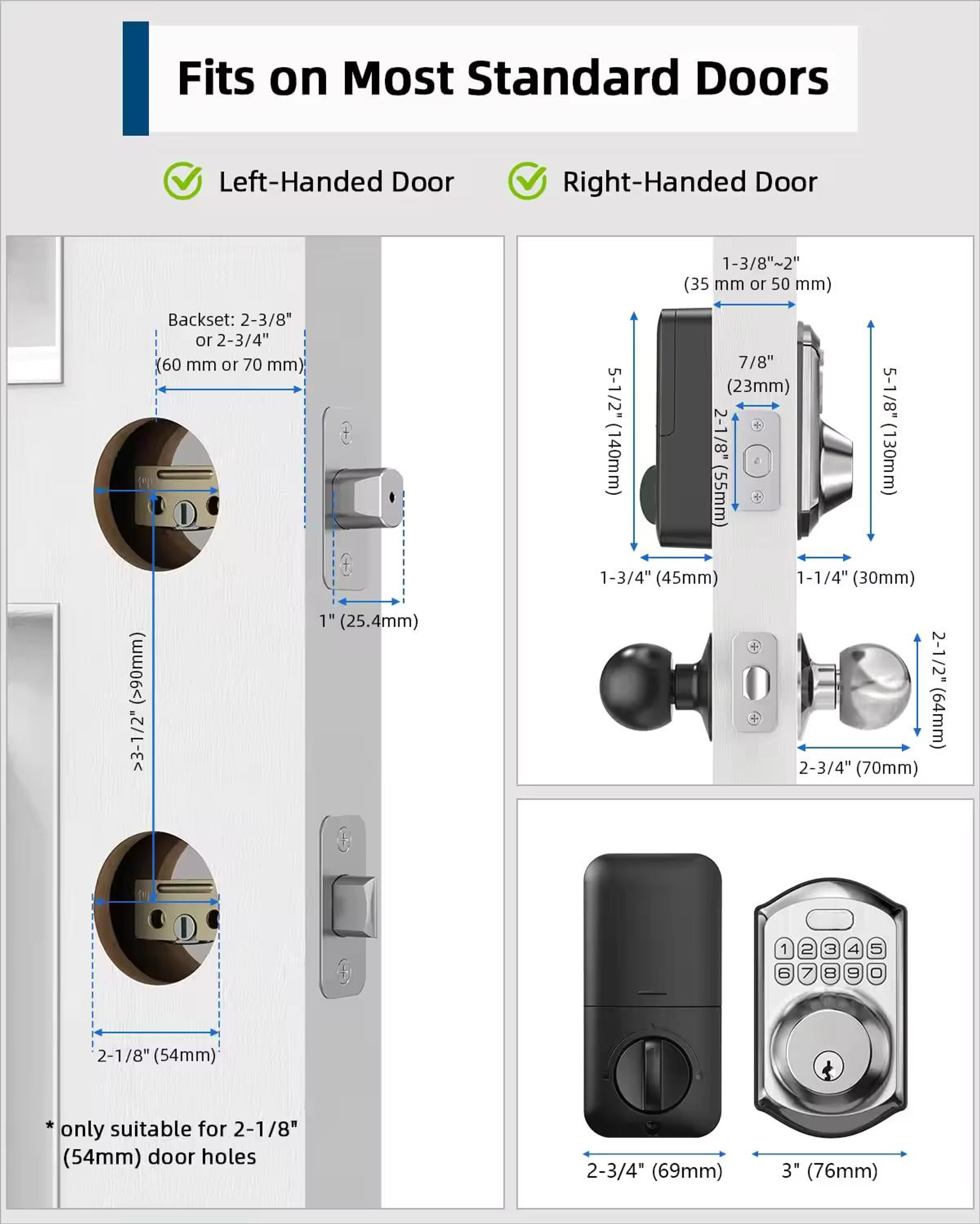 Keyless Entry Door Lock, Keypad Deadbolt Lock, Fingerprint Smart Lock for Front Door, Auto Lock and Easy Installation