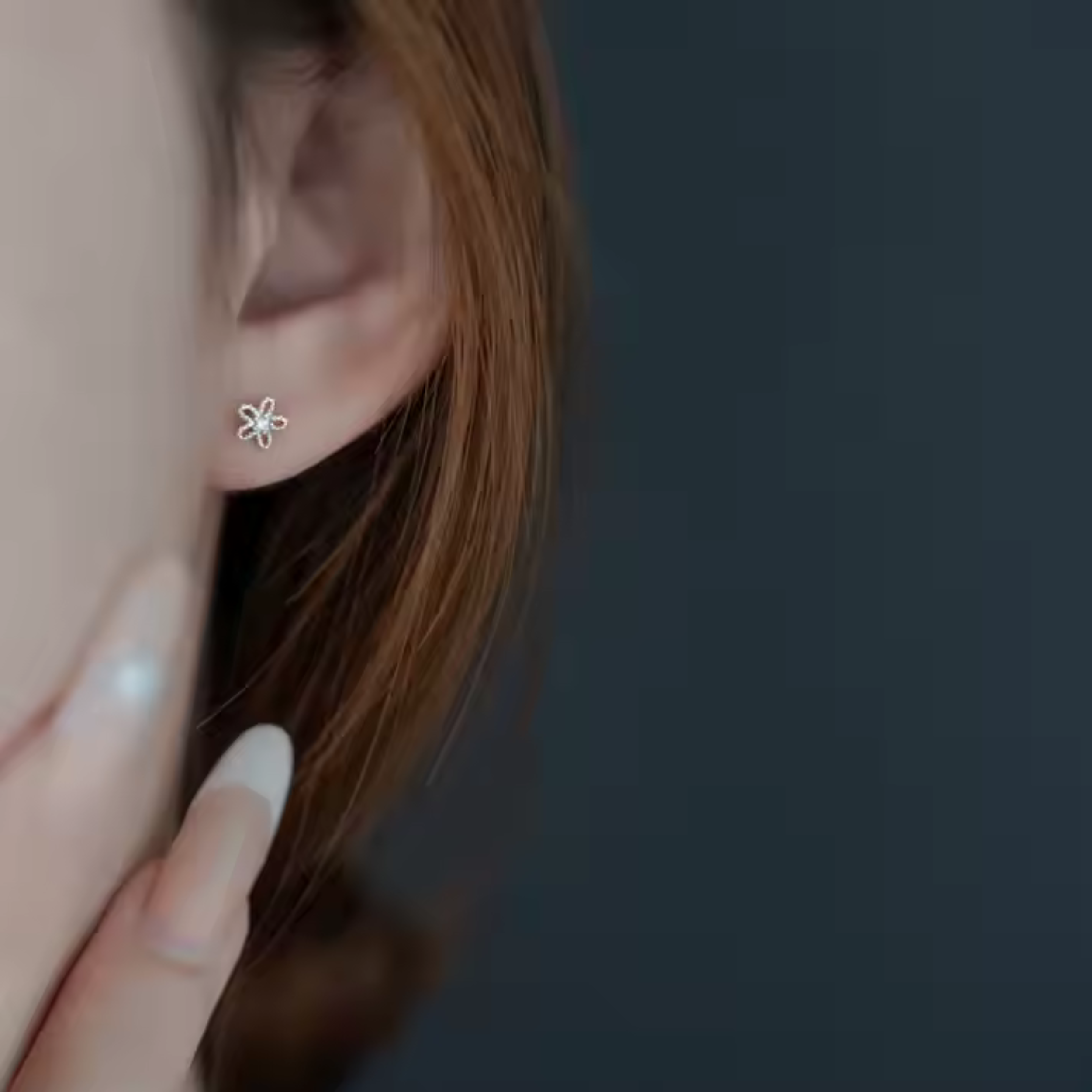 925 Sterling Silver Post Stud Earrings 14K White Gold Plated Clear CZ Flower Cut (5mm)