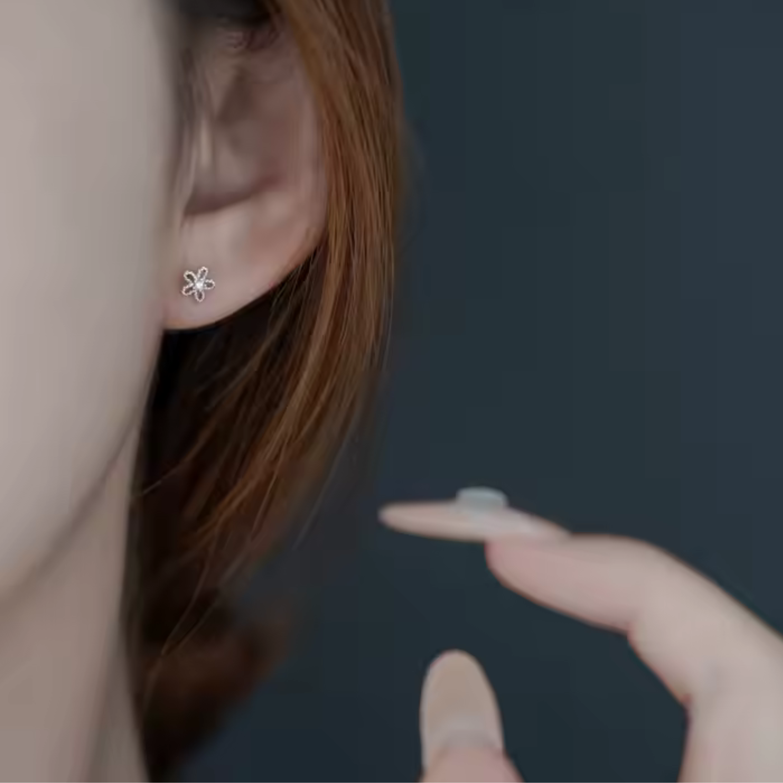 925 Sterling Silver Post Stud Earrings 14K White Gold Plated Clear CZ Flower Cut (5mm)