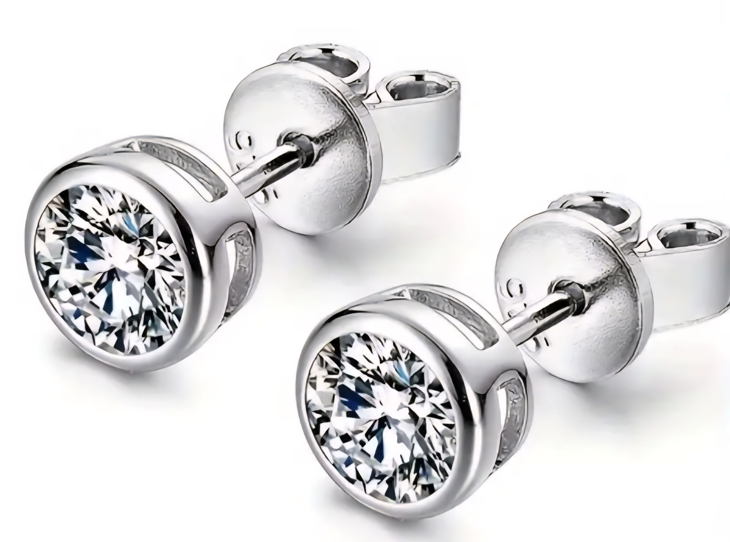 Earrings - S925 Sterling Silver Post 18K White Gold Plated Classic Stud Earring for Women, Hypoallergenic Minimalist Round Earring for Sensitive Ears (5mm)