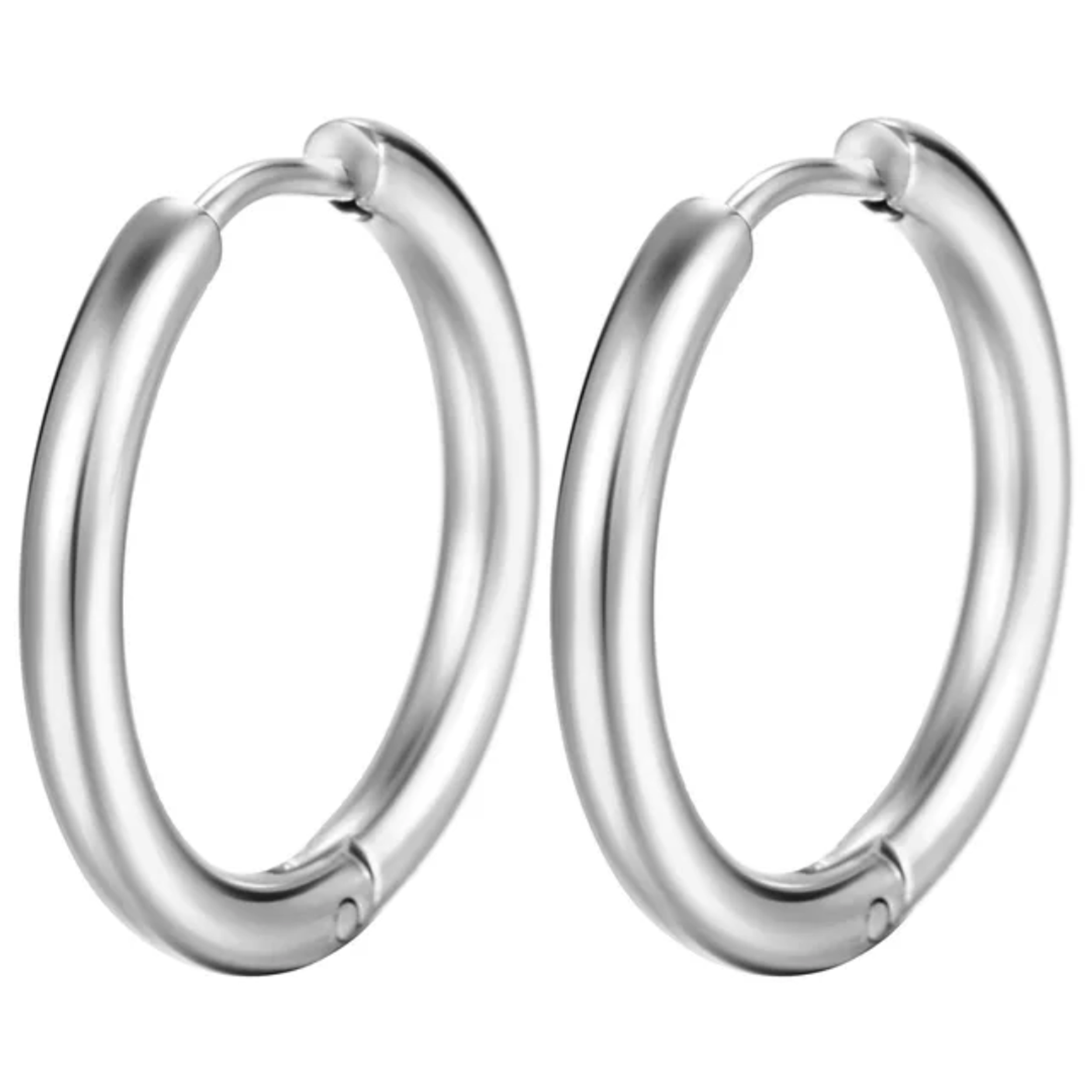 Earrings - S925 Sterling Silver Post 18K White Gold Plated Thin Plain Hoop Earring, Hypoallergenic Minimalist Huggie Earring for Sensitive Ears (10mm)