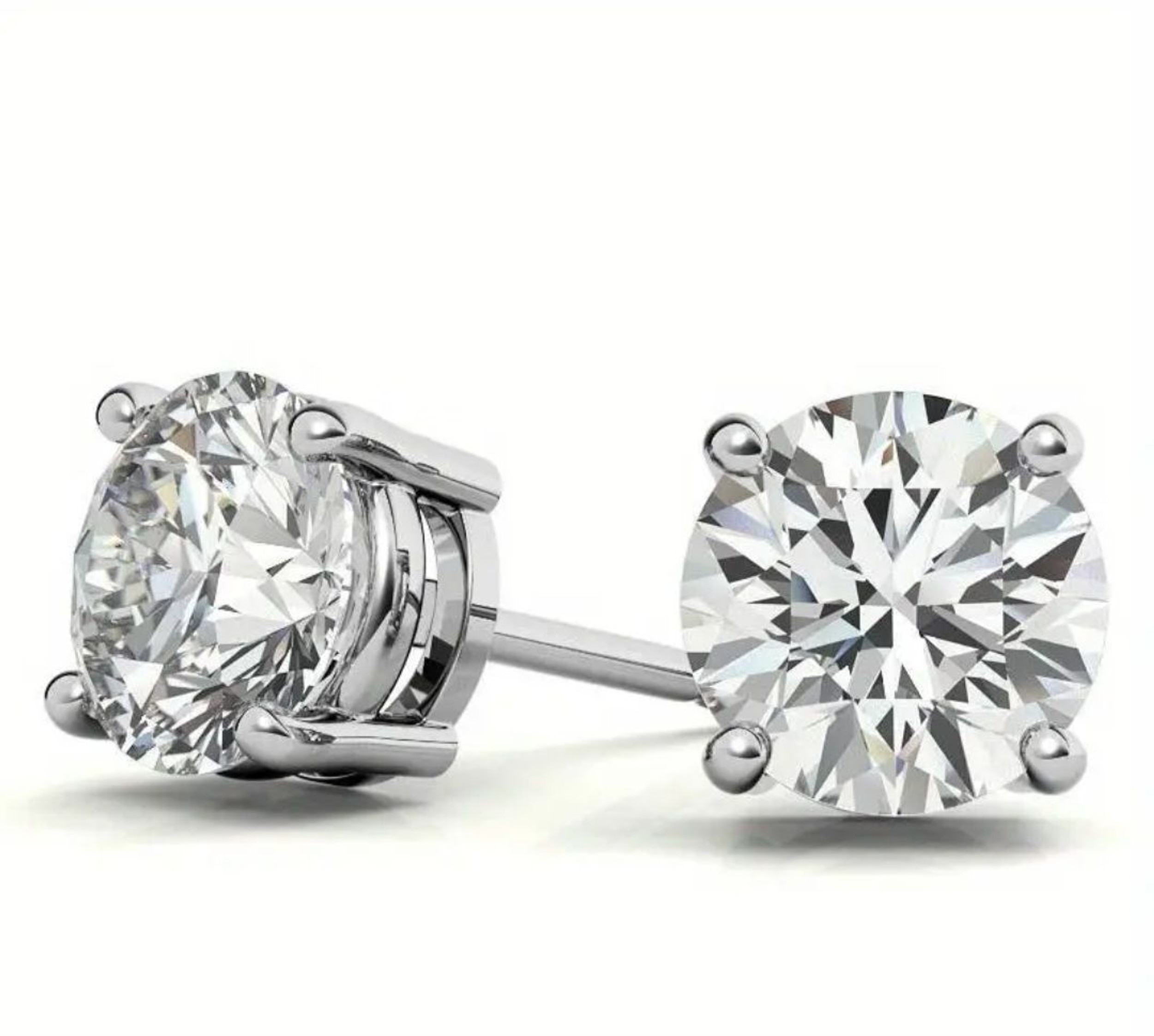 Earrings - S925 Sterling Silver Post 18K White Gold Plated Classic Round Simulated Diamond Solitaire Stud Earring, Hypoallergenic Dazzling CZ Stud (8mm)