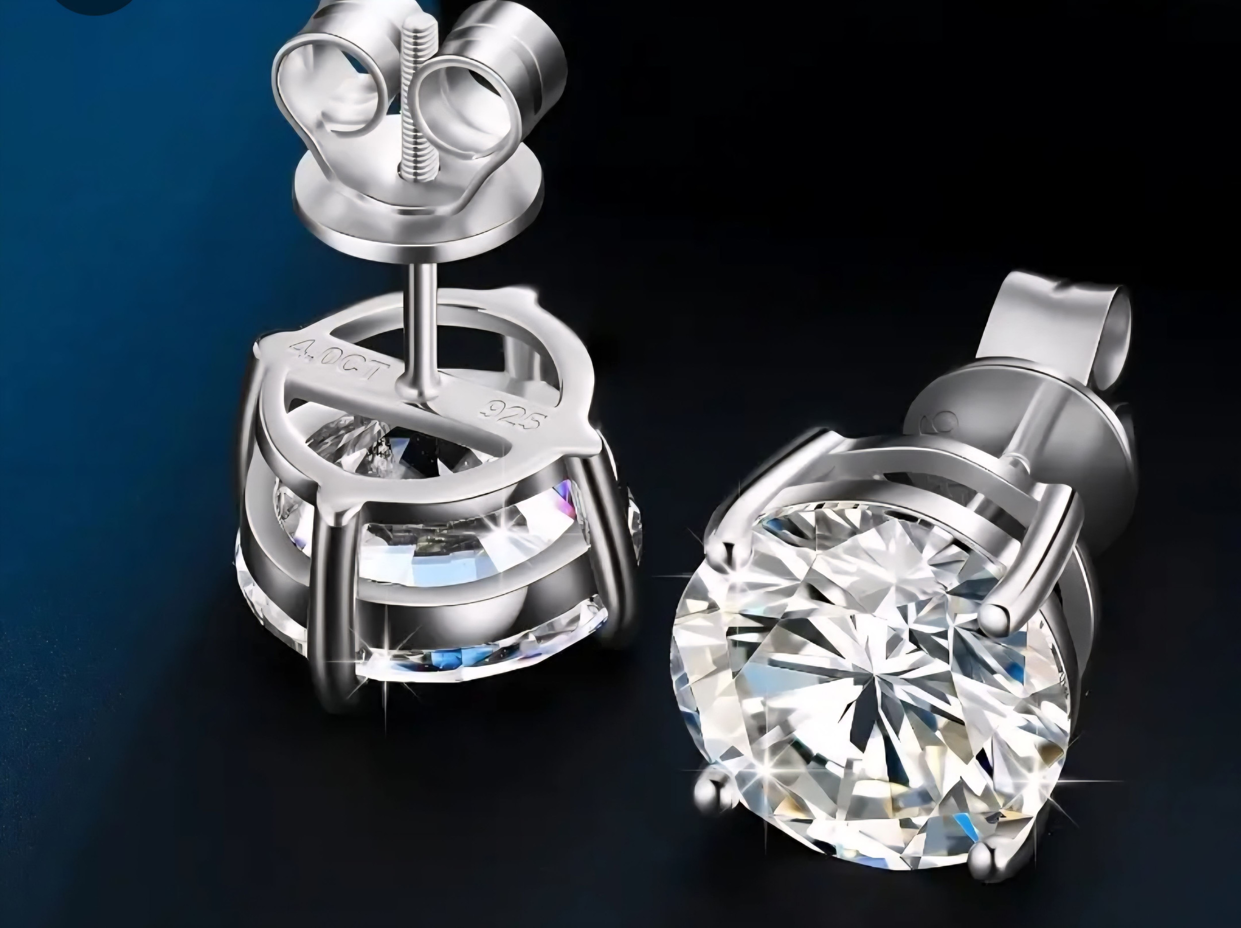 Earrings - S925 Sterling Silver Post 18K White Gold Plated Classic Round Simulated Diamond Solitaire Stud Earring, Hypoallergenic Dazzling CZ Stud (8mm)