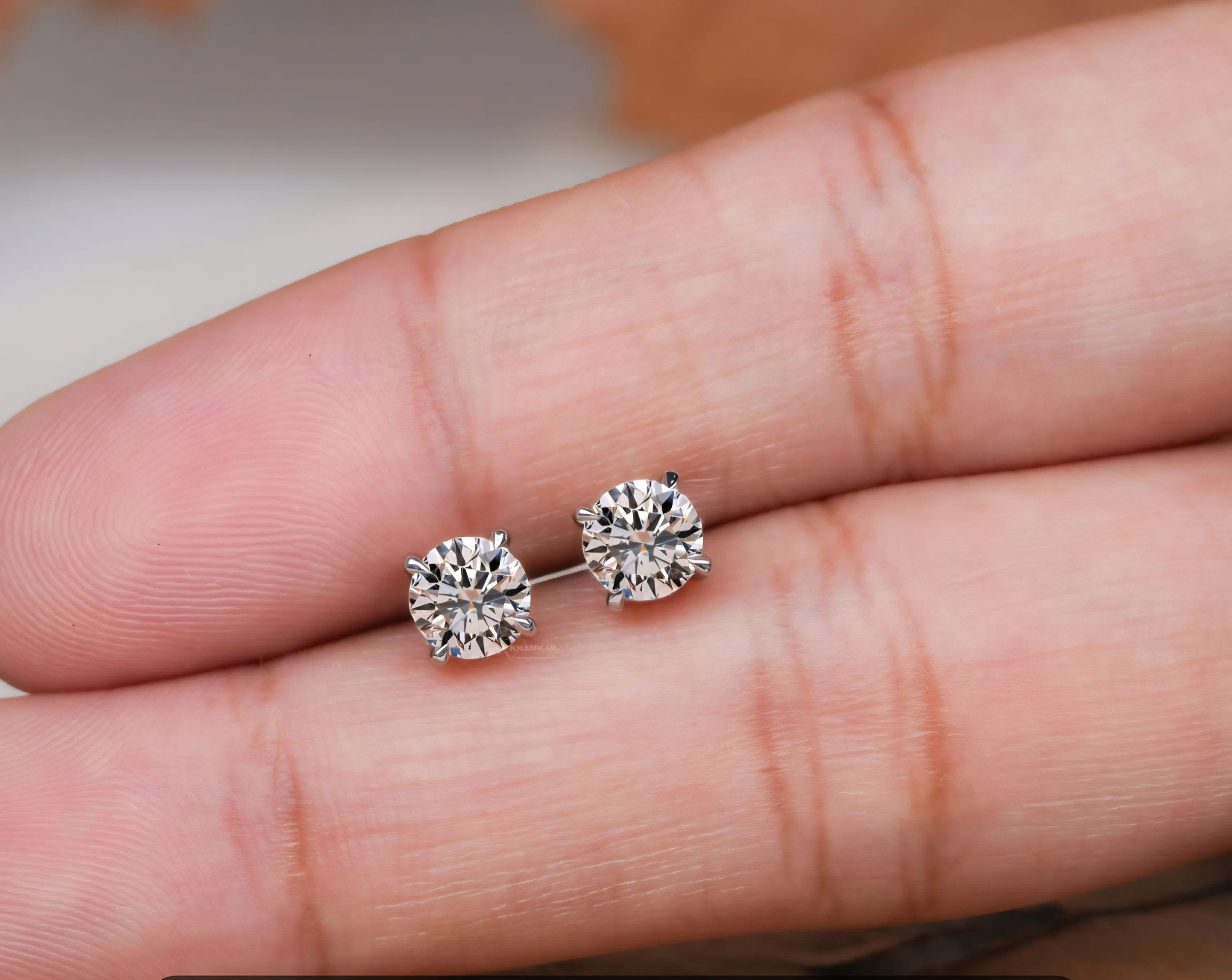 Earrings - S925 Sterling Silver Post 18K White Gold Plated Classic Round Simulated Diamond Solitaire Stud Earring, Hypoallergenic Dazzling CZ Stud (8mm)