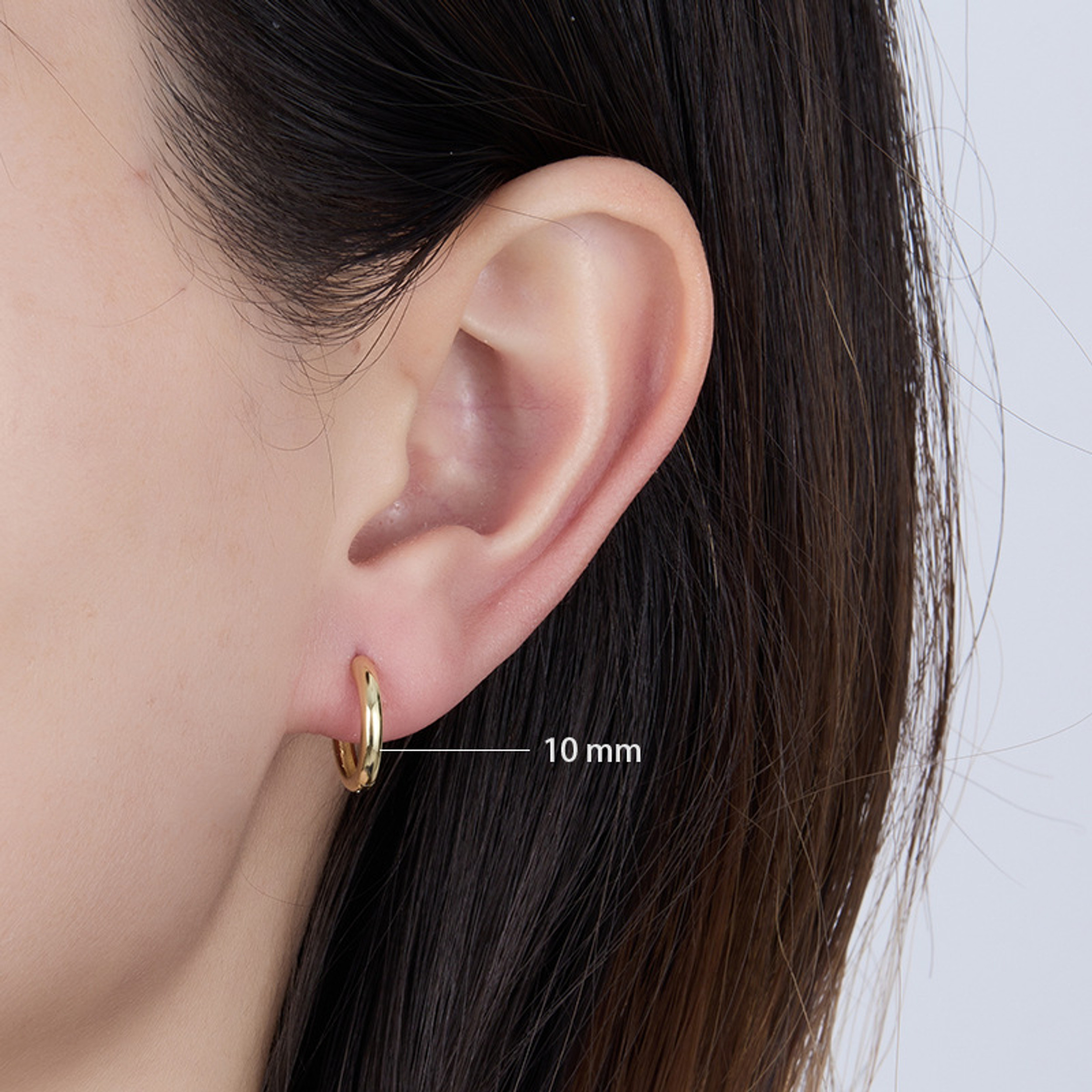 Earrings - 14K Gold Plated Thin Plain Hoop Earring – Dainty Lightweight Hypoallergenic Hoop for Women (10mm)