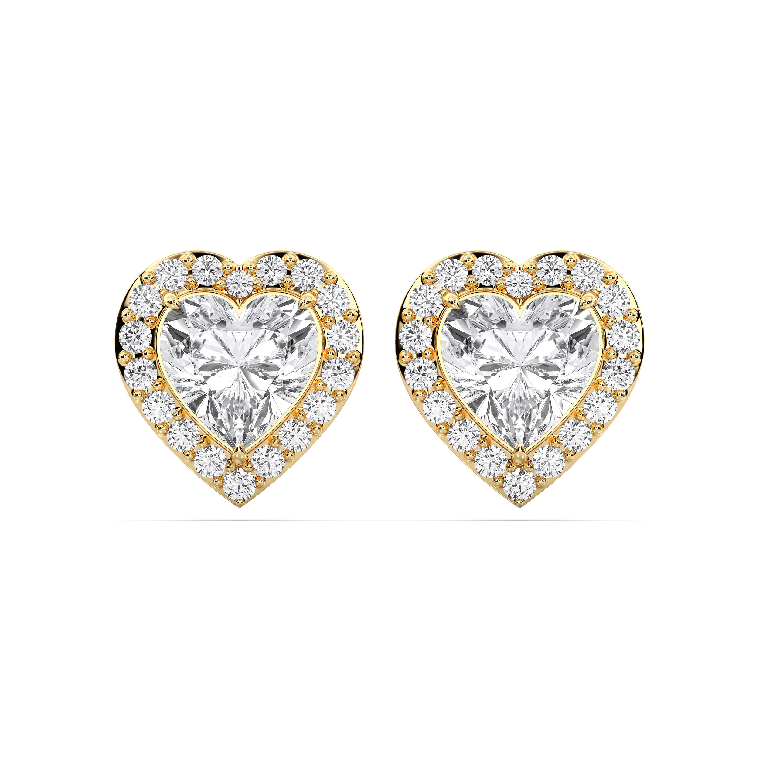 Earrings - S925 Sterling Silver Heart Halo Stud Earring – 14K Gold-Plated Brilliant Cubic Zirconia Hypoallergenic Stud for Women (9mm)