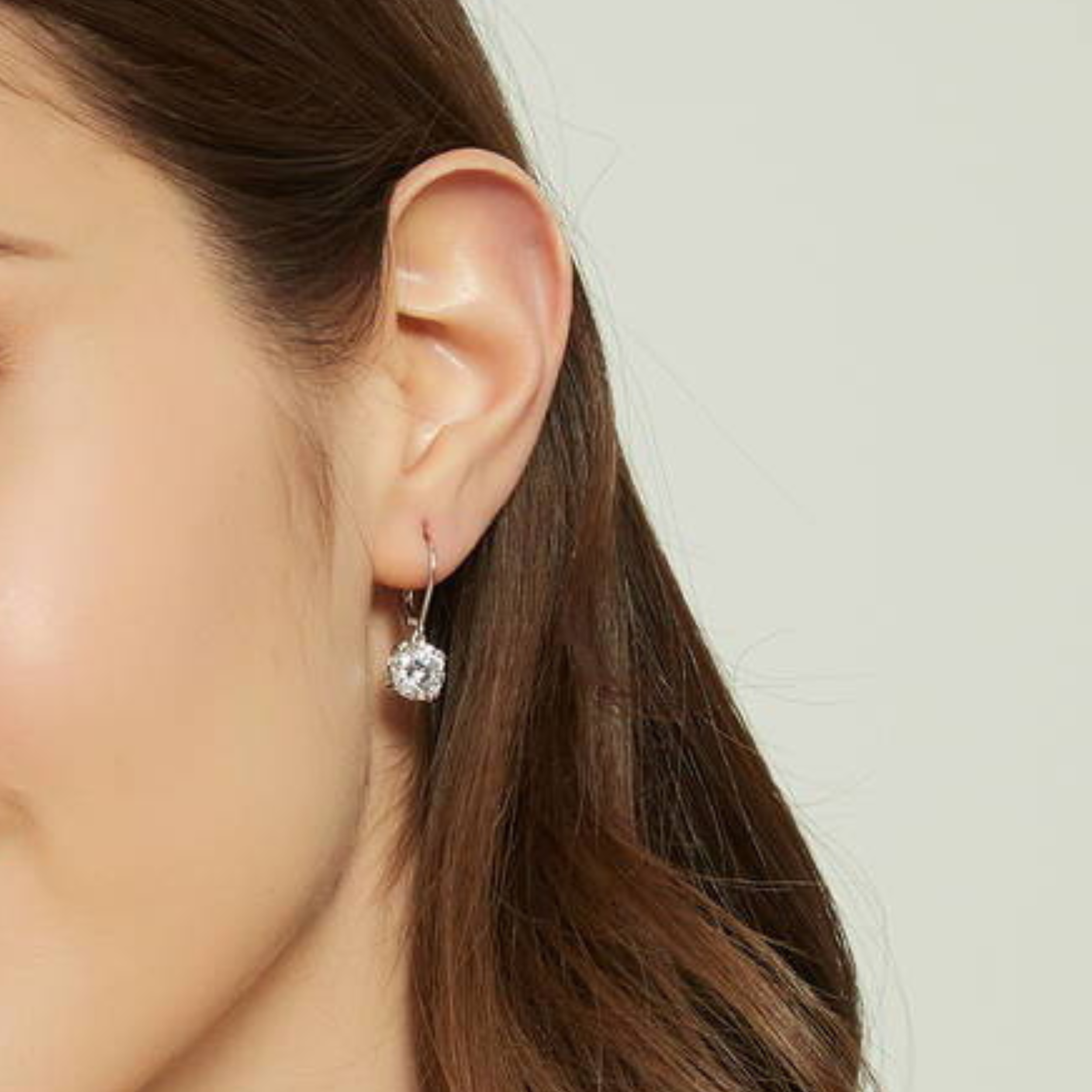 Earrings - 925 Sterling Silver Round 5A Cubic Zirconia Dangle Earring – Hypoallergenic Lever back Dangling Earring for Women (7mm)