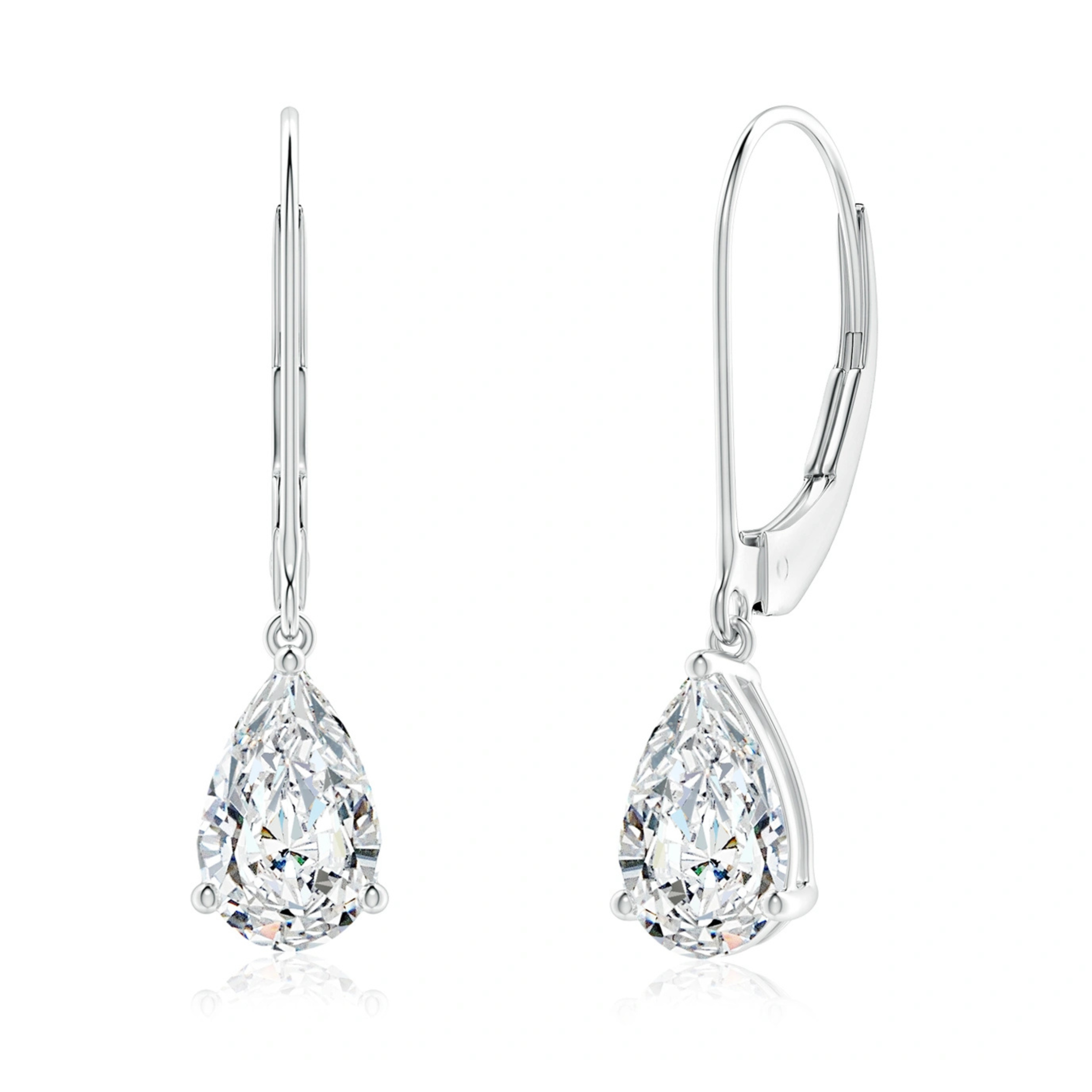 Earrings - 925 Sterling Silver Teardrop 5A Cubic Zirconia Dangle Earring – 18K White Gold Plated Hypoallergenic Lever back Dangling Earring for Women (7mm)