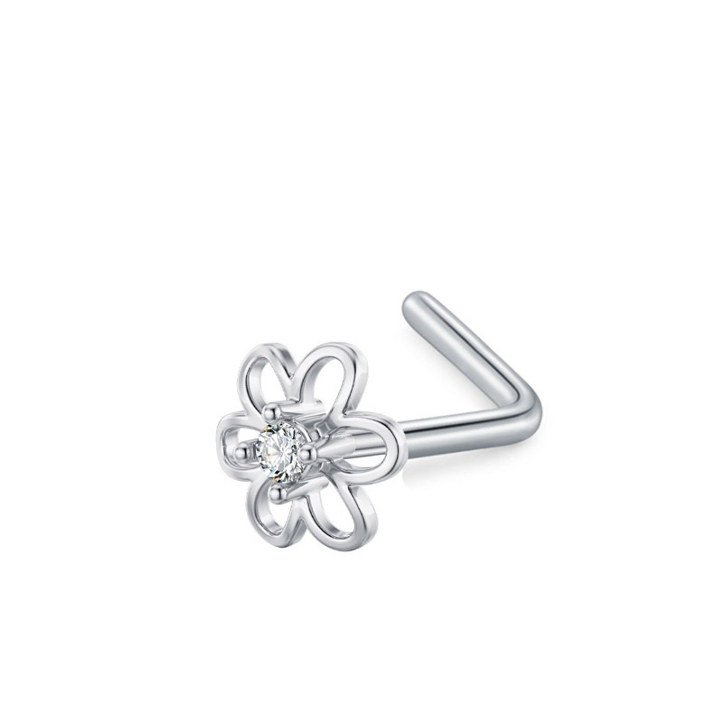 Earrings - S925 Sterling Silver Flower CZ Stud Earring – Dainty Open Petal Hypoallergenic Flat Back Stud for Women (7.6mm)