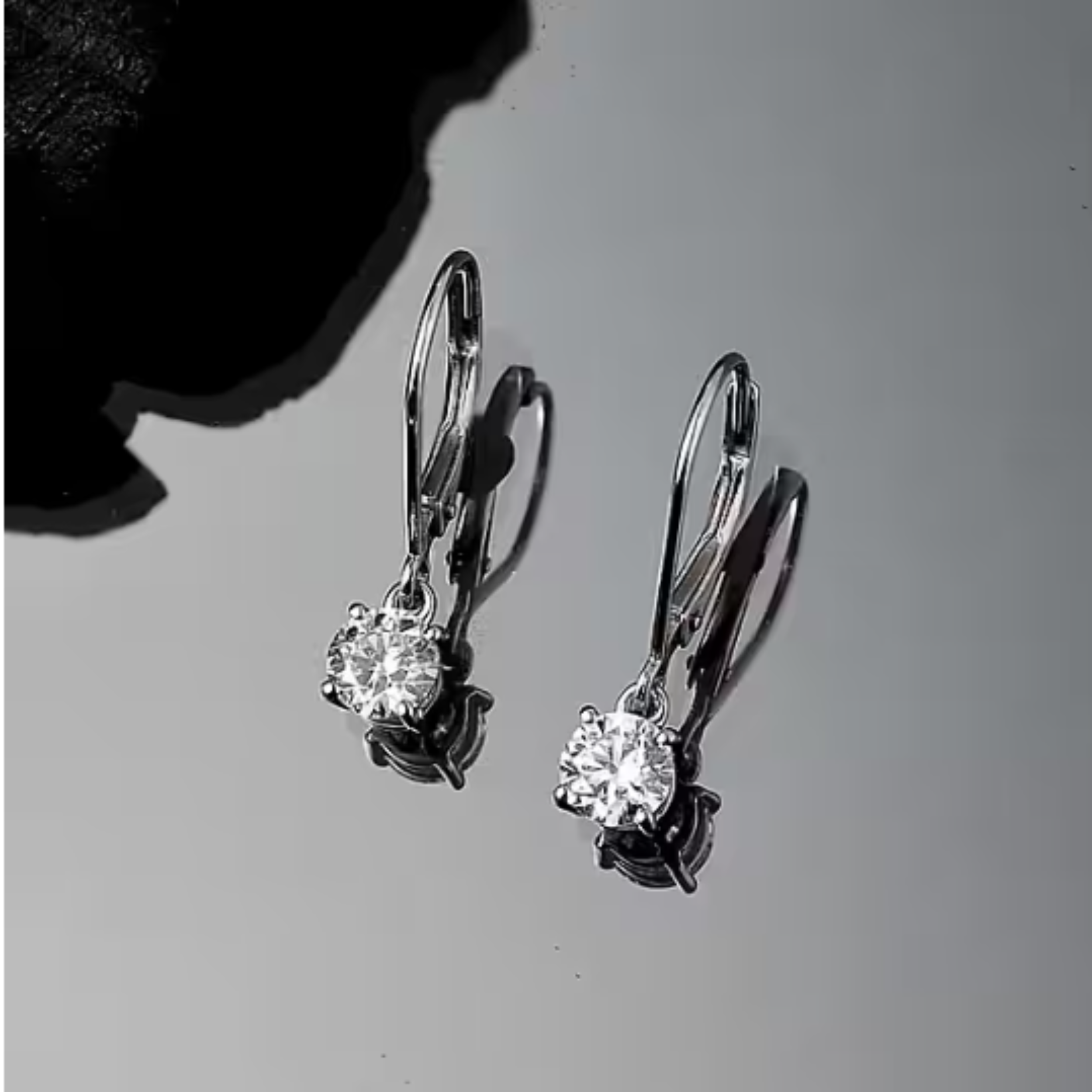 Earrings - Silver Dangle Round 5A Cubic Zirconia Earring – Brilliant Solitaire Hypoallergenic Leverback Dangling Earring for Women (7mm)