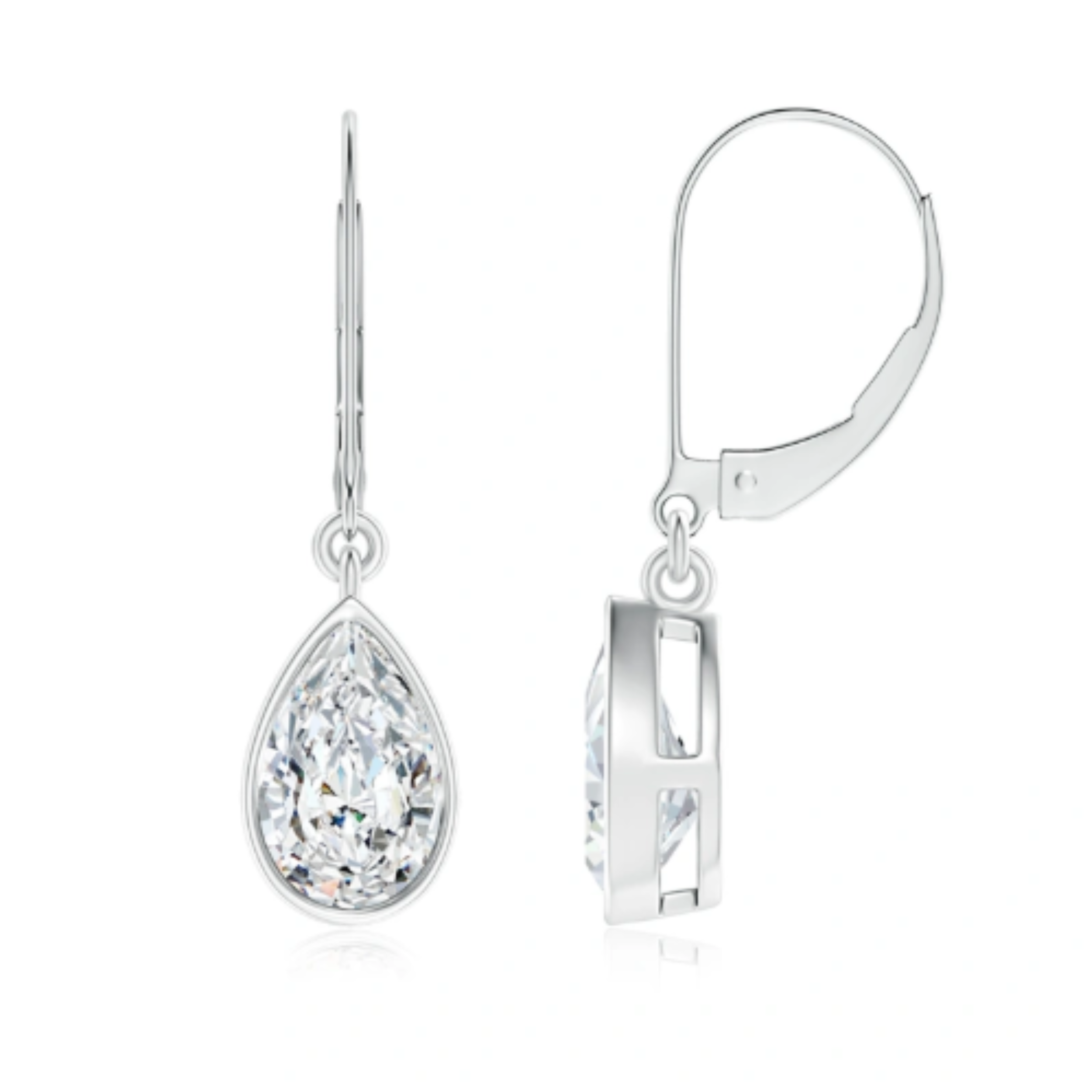 Earrings - Silver Dangle Teardrop 5A Cubic Zirconia Earring – Sparkling Hypoallergenic Leverback Dangling Earring for Women (10mm)