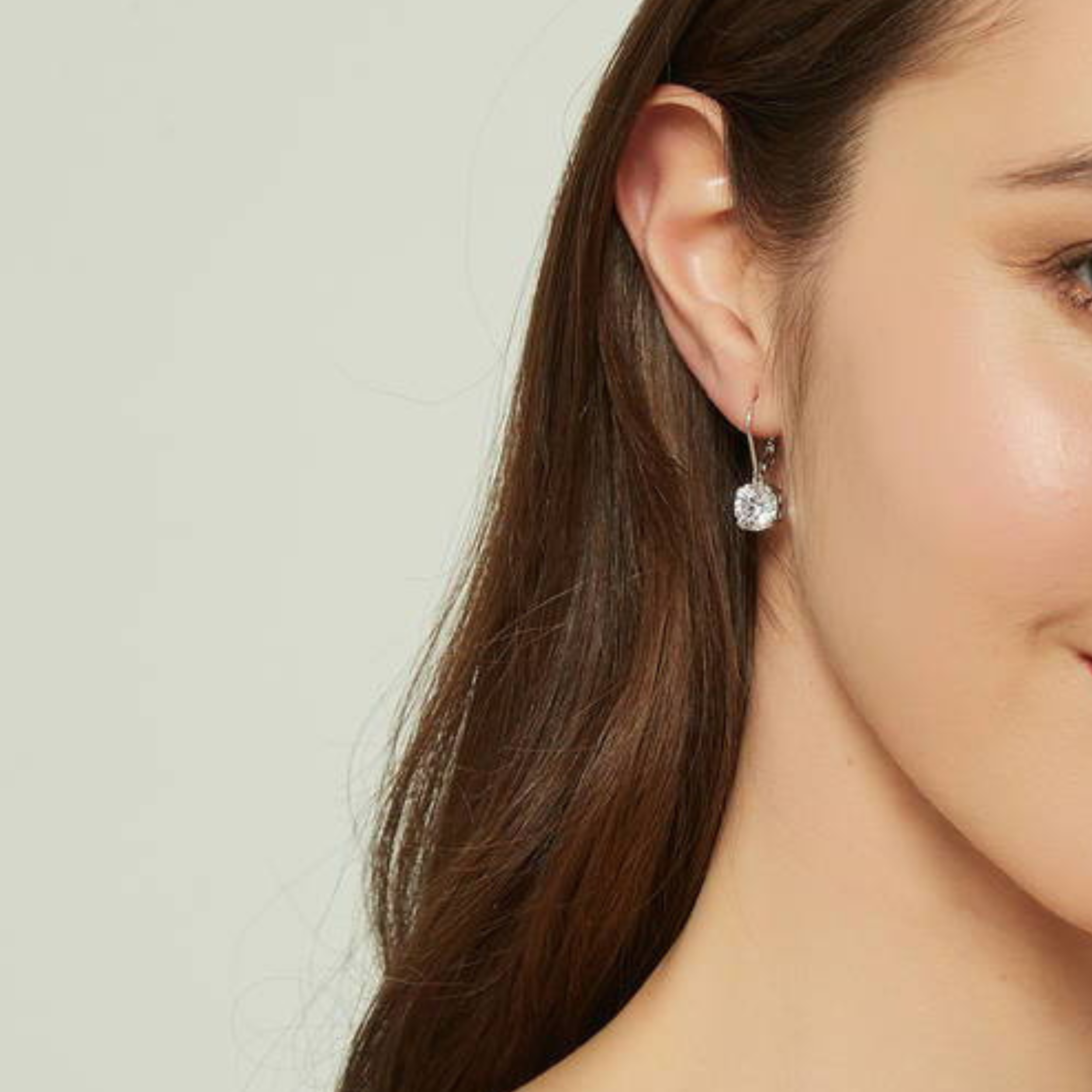 Earrings - 925 Sterling Silver Round 5A Cubic Zirconia Dangle Earring – Sparkling Hypoallergenic Leverback Dangling Earring for Women