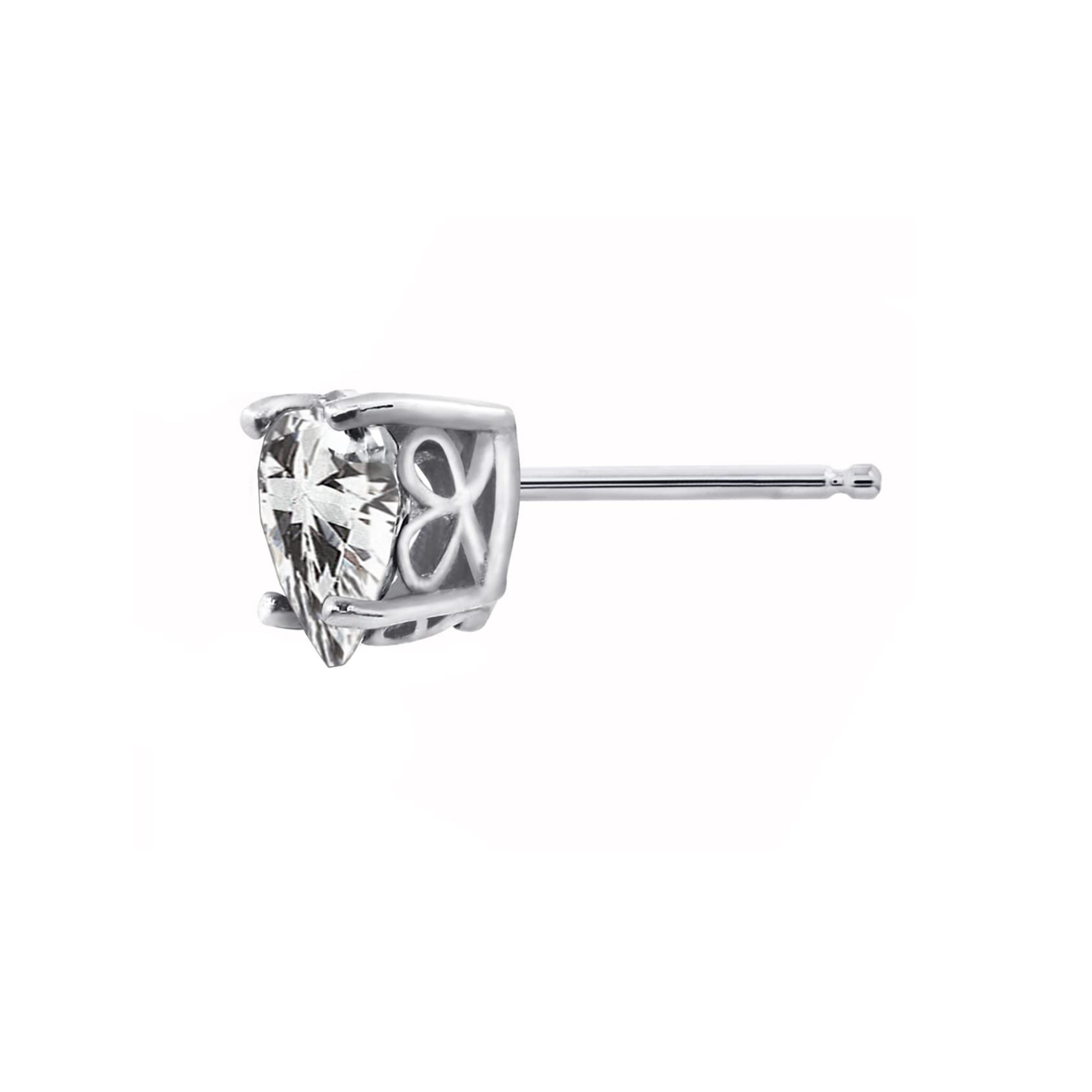 Earrings - 925 Sterling Silver Heart 5A Cubic Zirconia Stud Earring – Sparkling Hypoallergenic Stud for Women