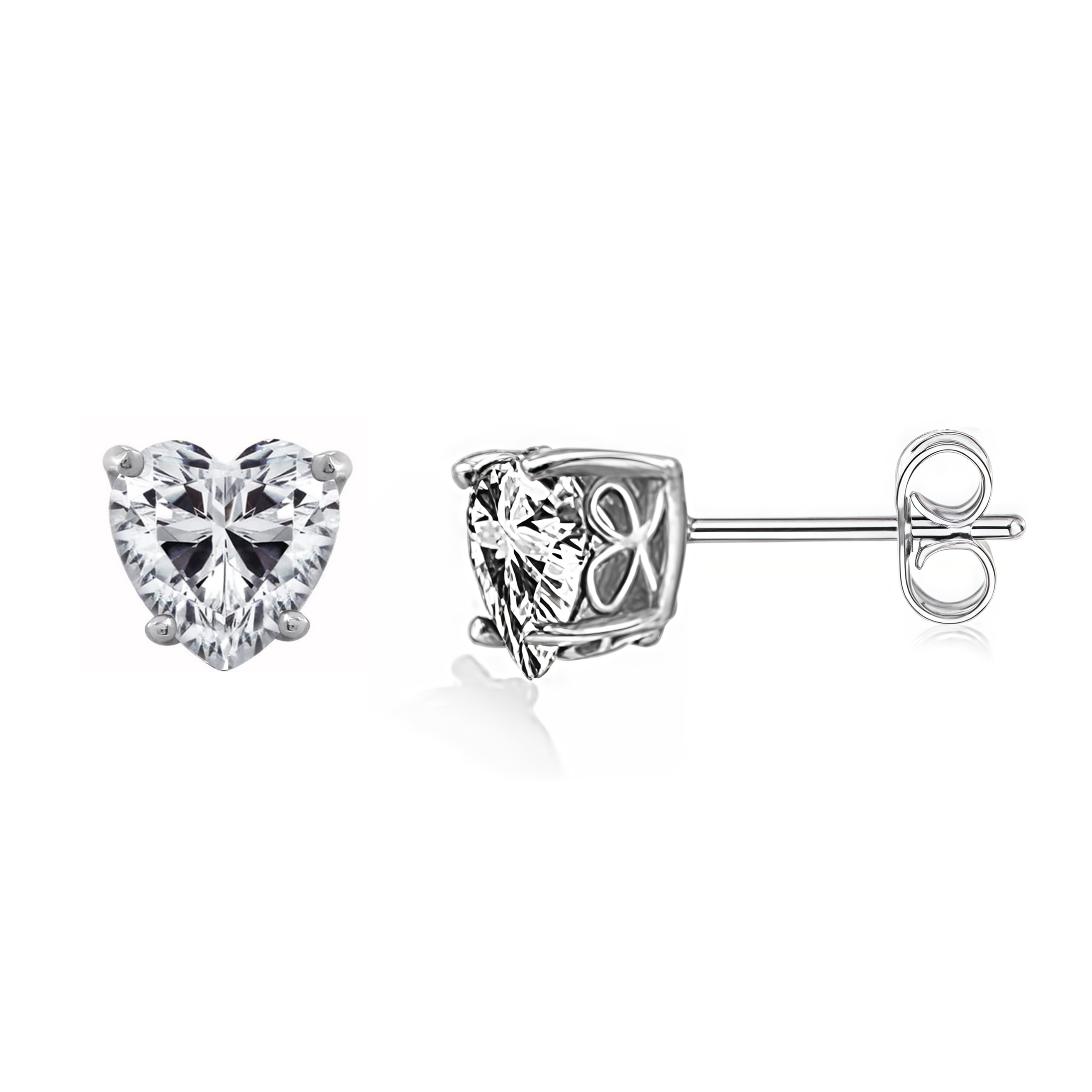 Earrings - 925 Sterling Silver Heart 5A Cubic Zirconia Stud Earring – Sparkling Hypoallergenic Stud for Women