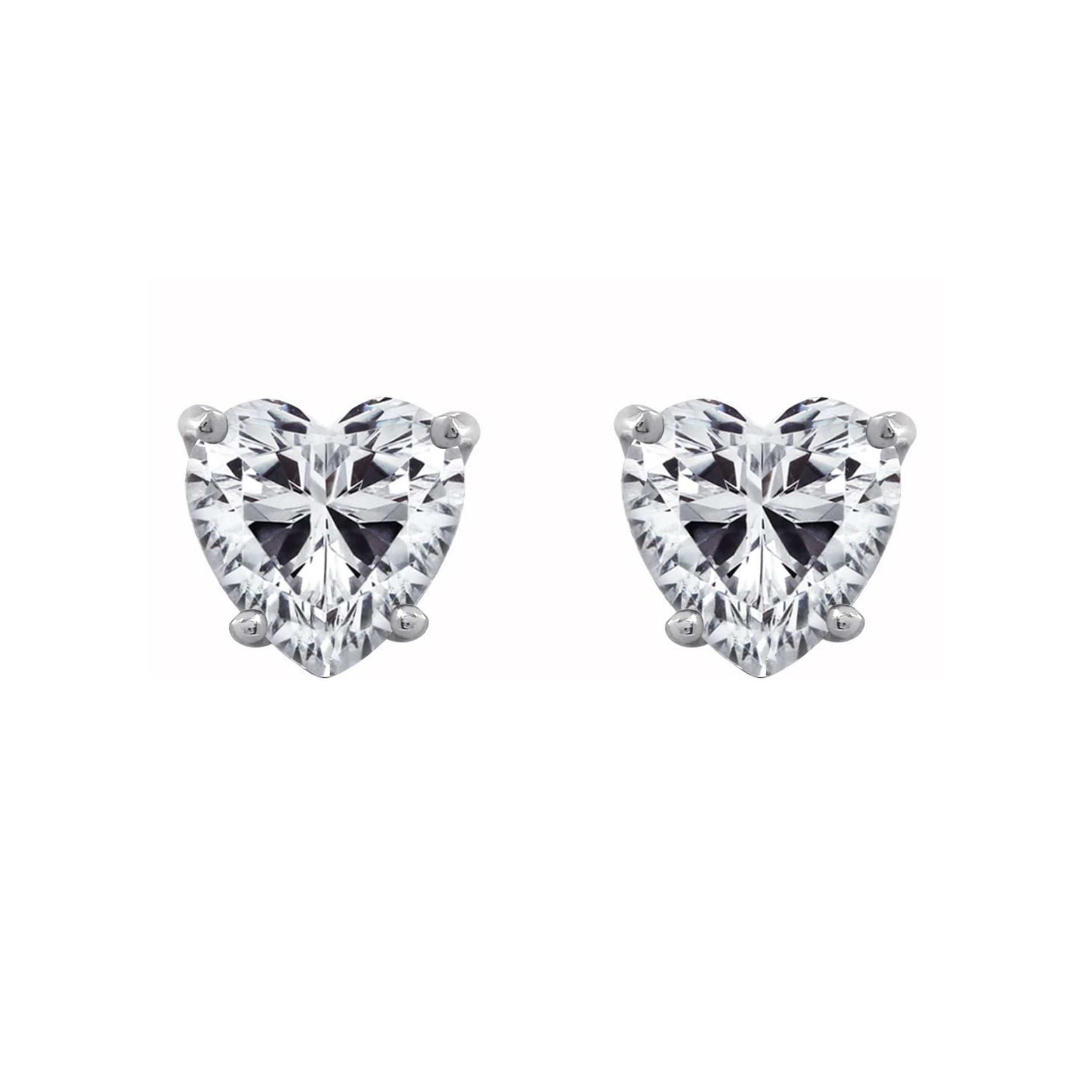 Earrings - 925 Sterling Silver Heart 5A Cubic Zirconia Stud Earring – Sparkling Hypoallergenic Stud for Women