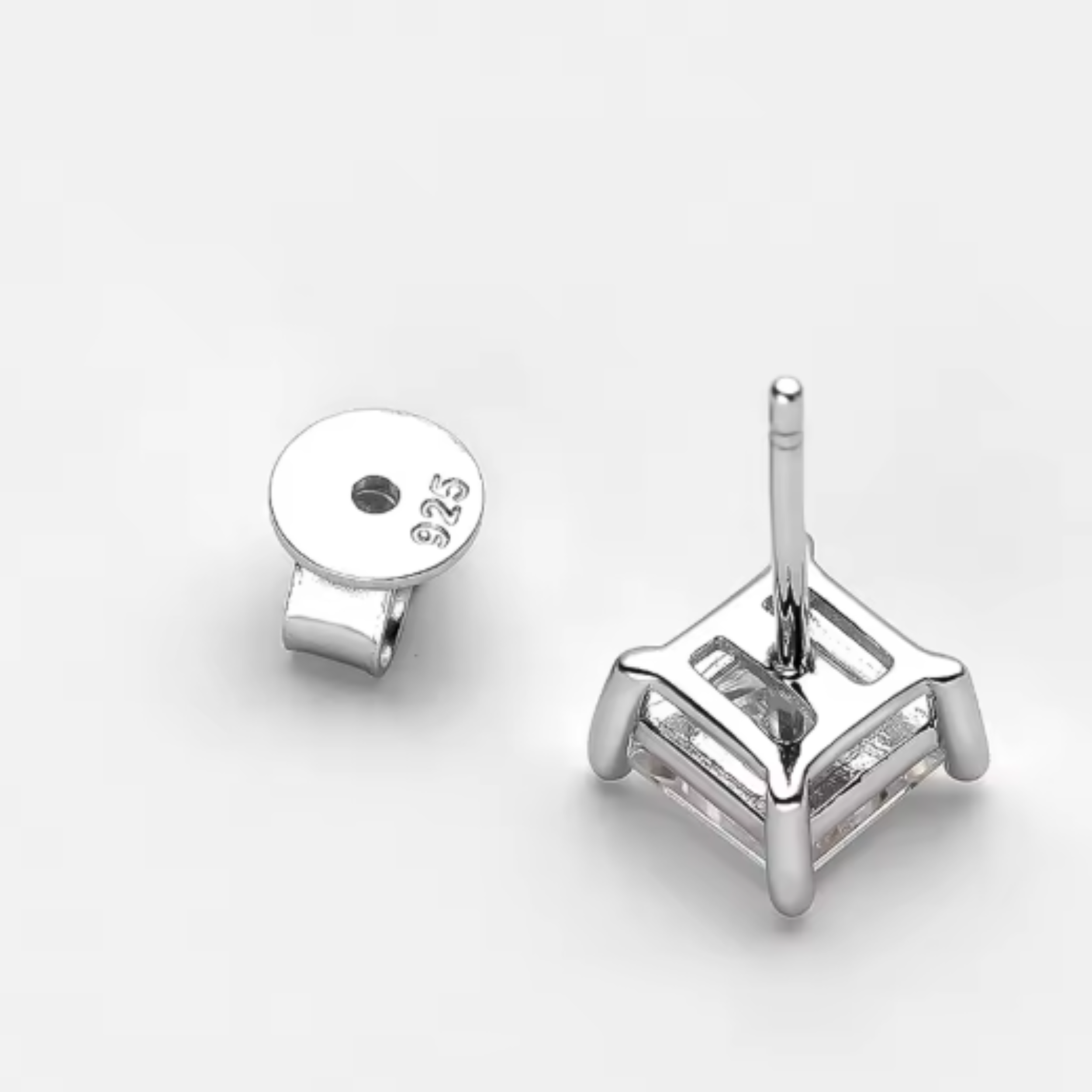 Earrings - 925 Sterling Silver Princess Cut 5A Cubic Zirconia Stud Earring – Sparkling Hypoallergenic Stud for Women