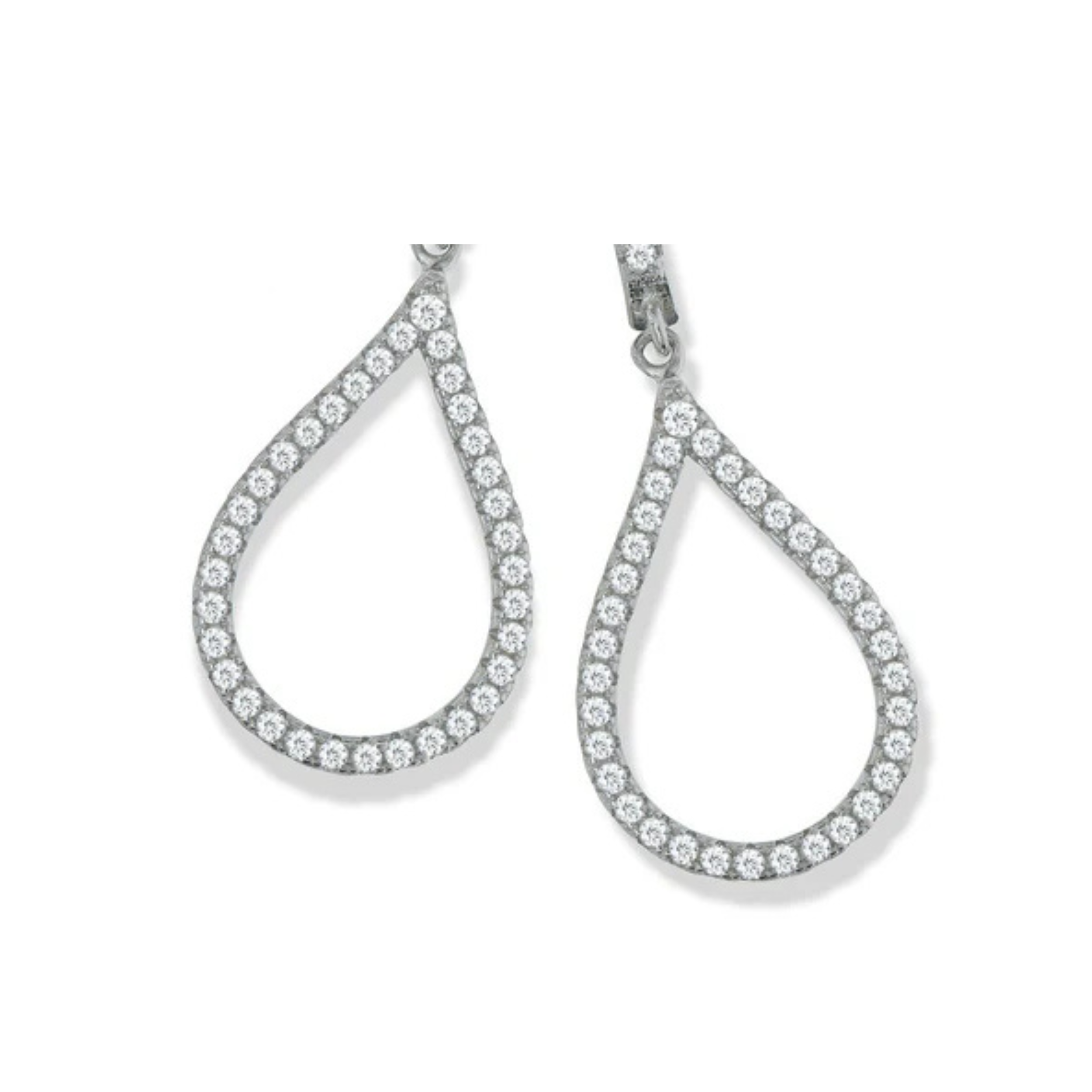 Earrings - 925 Sterling Silver Open Teardrop Cubic Zirconia Dangle Earring – Leverback Hypoallergenic Earring for Women